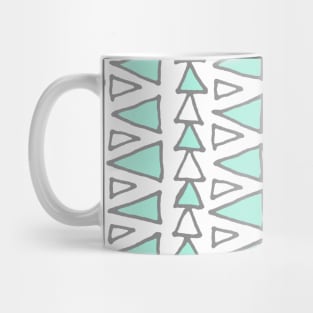 Light Turquoise Dark Grey White Triangles Pattern Mug